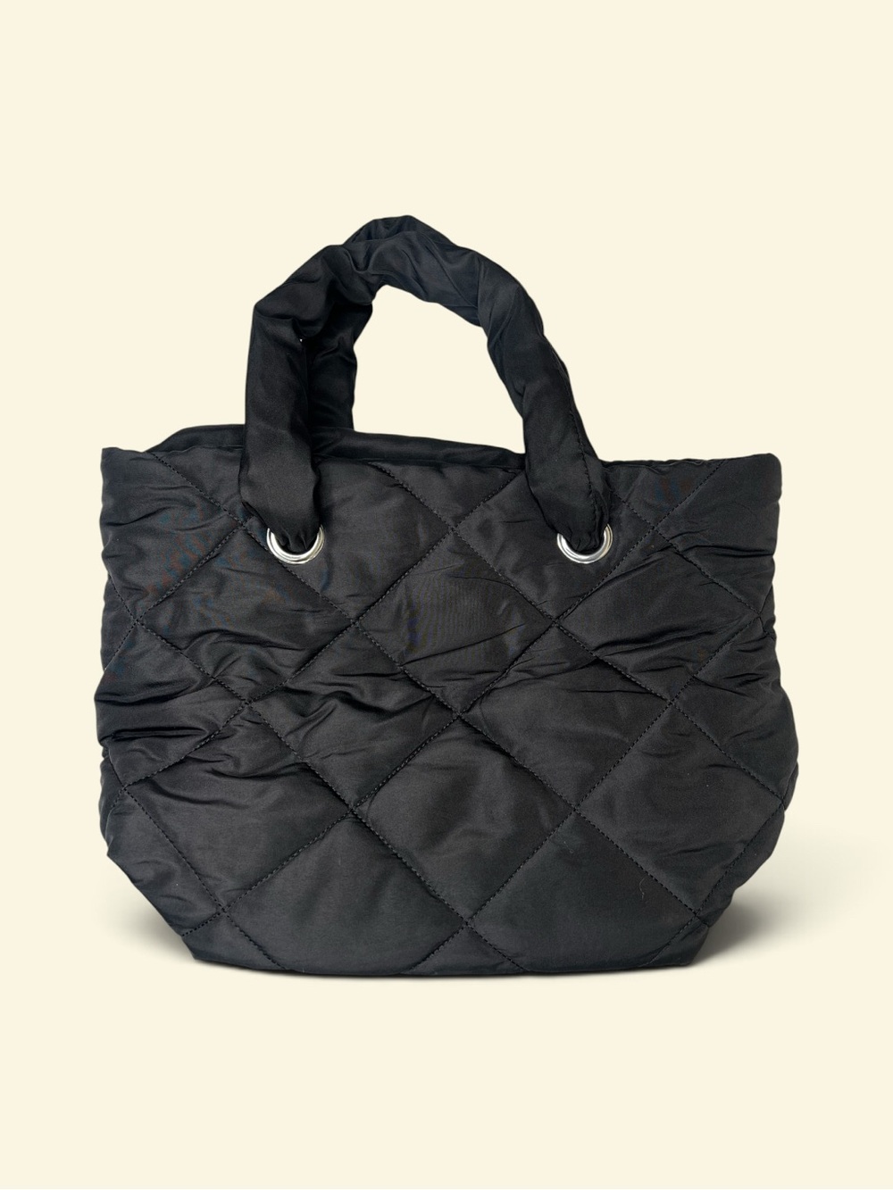 Joe Fresh Black Quilted Tote with Padded Handles